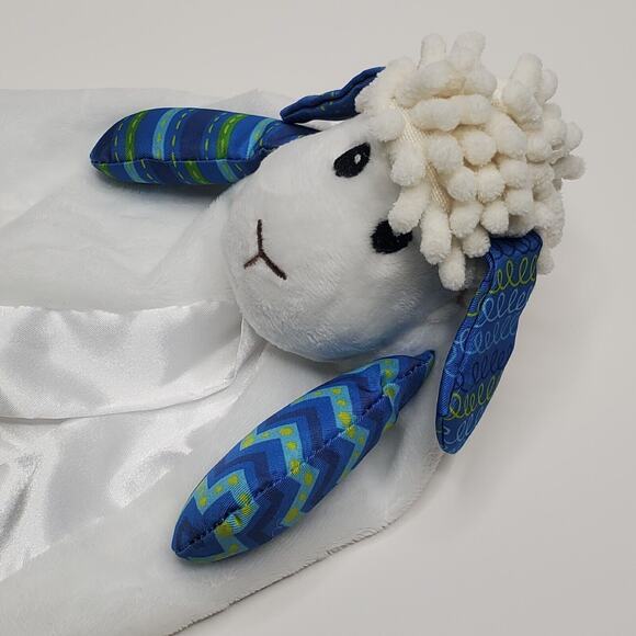 Wee Believers Child of God Lamb Sheep Lovey White Blue Security Blanket - Picture 12 of 13
